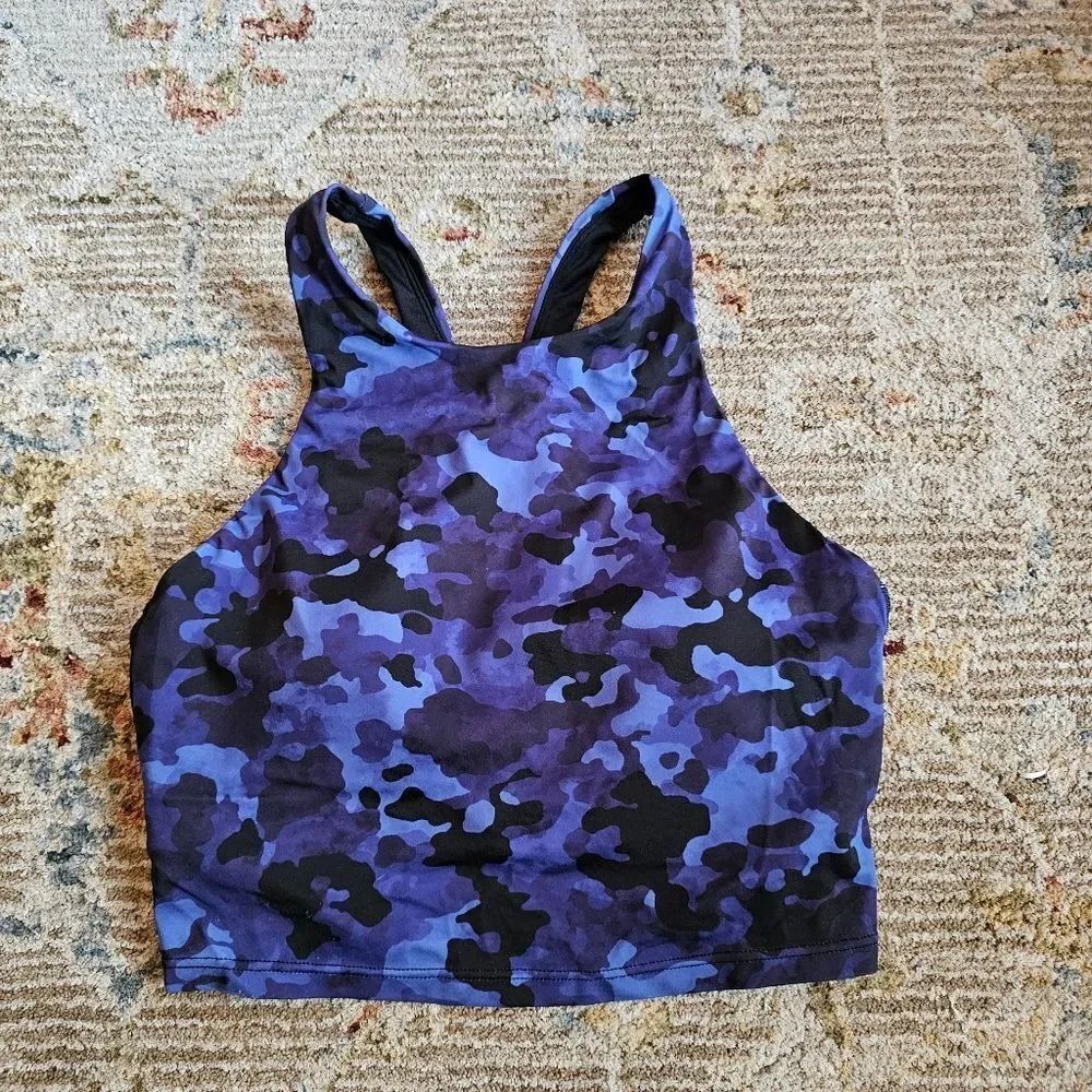 Athleta Blue Camo Sports Bra With Pad Size Small In Excellent Condition
